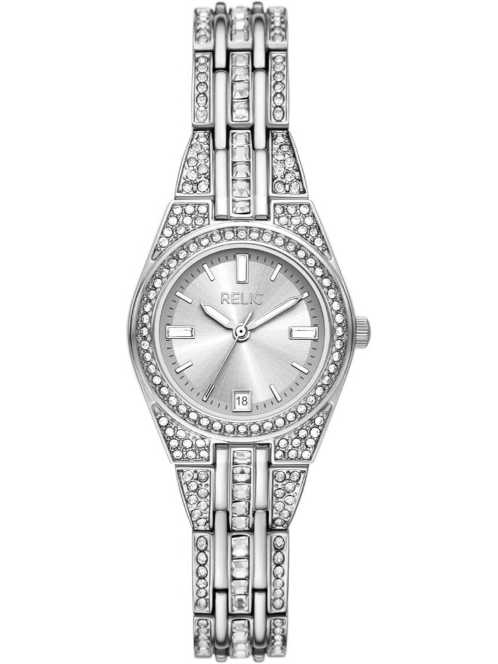 Relic Women's Silver Analog Quartz Fossil Queen's Court Bracelet Luxury Watch